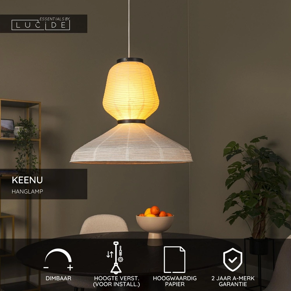 Unique pendant lamp Keenu white Lucide 5411212783059