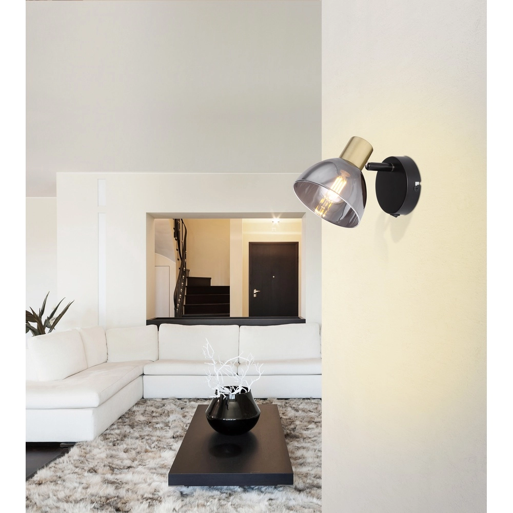 Design wall lamp Jay black with smoke Globo 9007371393398