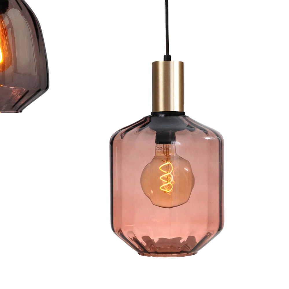 5-light hanging lamp - gold - Porto with different glasses Masterlight 8718121270371