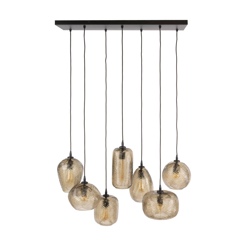 7-lichts hanglamp Chevron smoke bruin glas Lyora 8716803515000