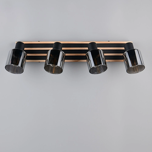 Ceiling lamp 4-lights Travia black with wood Trio 4017807682618