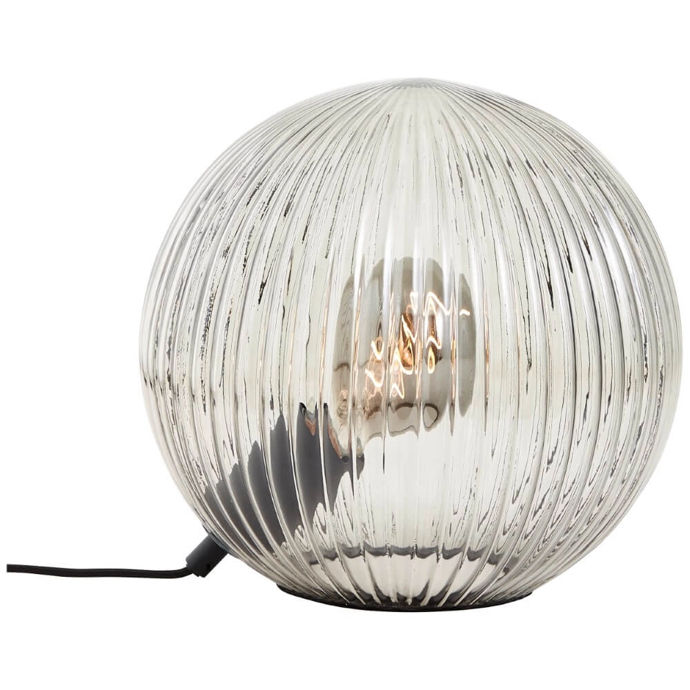 Sphere table lamp Belado Ribbed with smoke glass