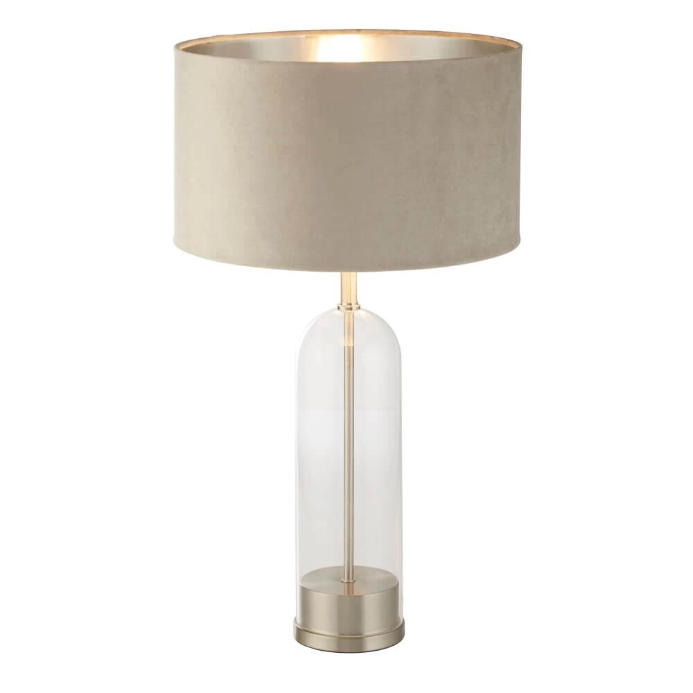 Unique table lamp Oxford with taupe hood Searchlight 5053423256924