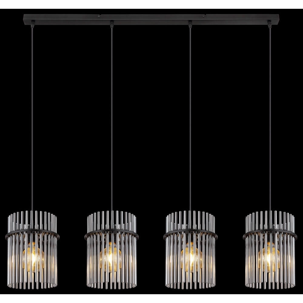 Black pendant lamp Gorley with smoke glass 4-lights Globo 9007371448180