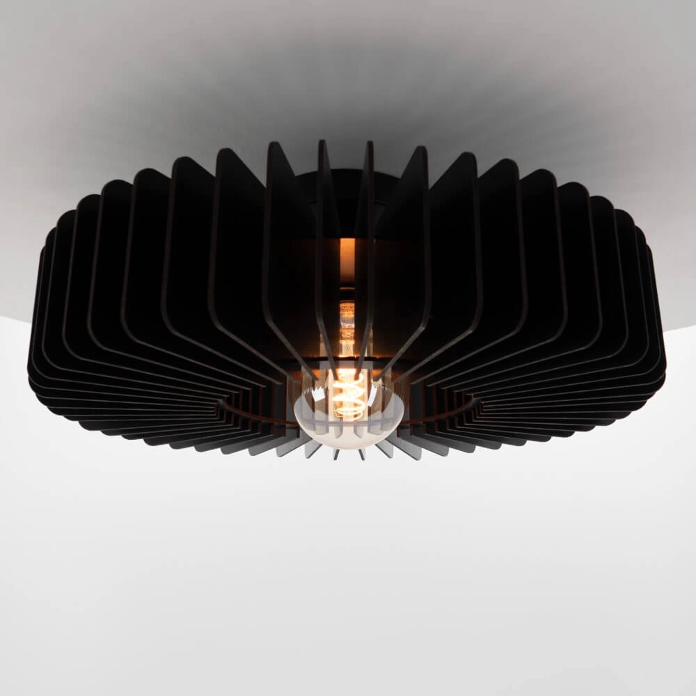 Wooden ceiling lamp Palombaia Ø 50cm - black Eglo 9008606274024