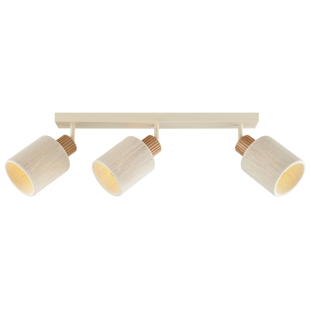 Ceiling lamp Arlo sand brown with wood 3-lights