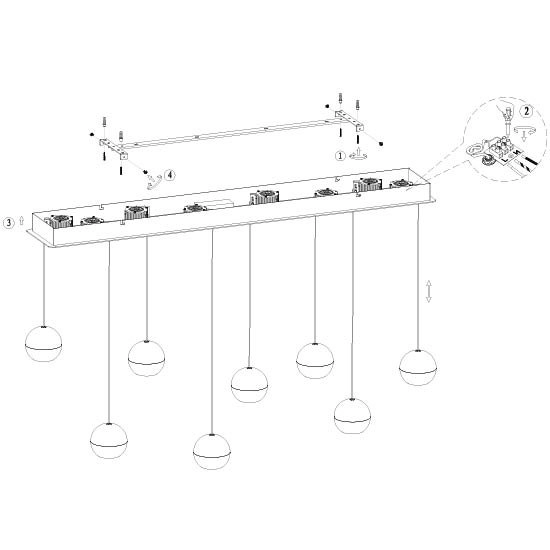 Dining table pendant lamp 115cm Belluno 8-light LED - brass Steinhauer 8712746184013