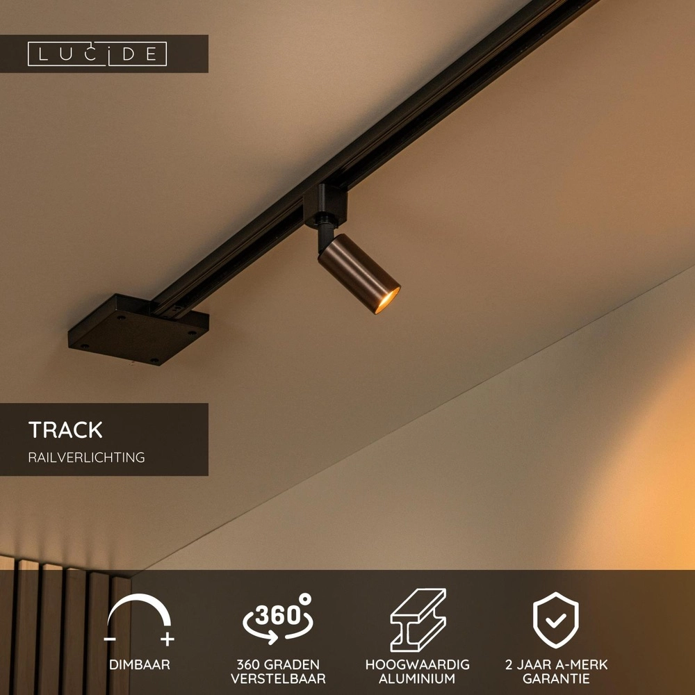 Rail spot Track Ritmo 1-phase coffee brown Lucide 5411212094094