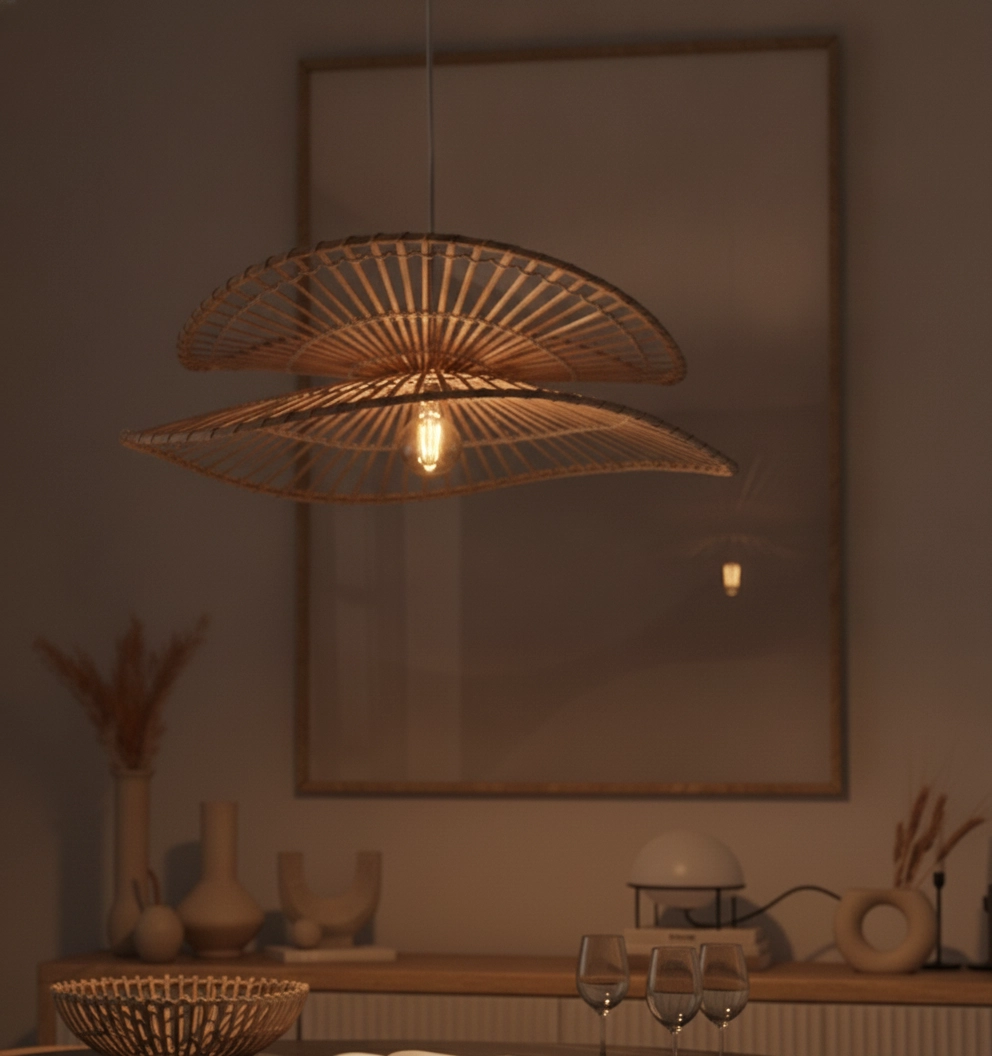 Rattan pendant lamp Artic Ø 60cm