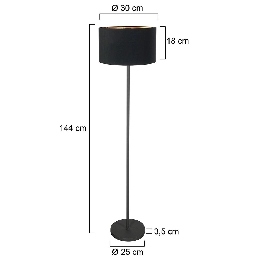 Black floor lamp Noor with black hood Steinhauer 8712746182309