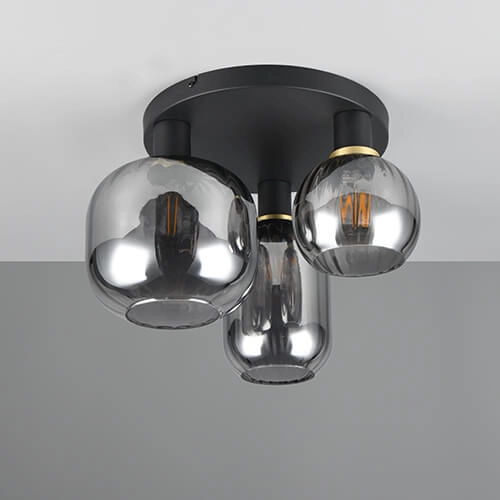 Trendy ceiling lamp Diva with smoke glass Trio 4017807614602