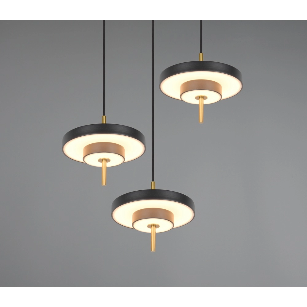 3-light pendant lamp Keaton Round black with gold Trio 4017807655247