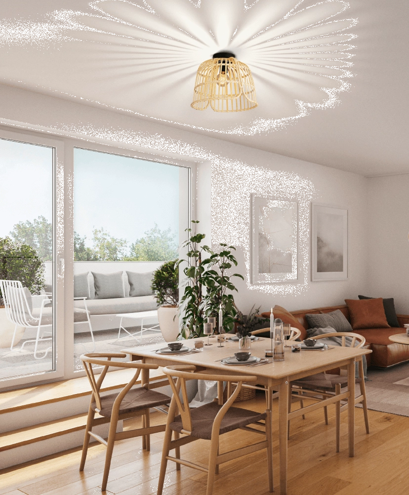 Rattan ceiling lamp Glyneath Ø 37.5cm Eglo 9002759438722