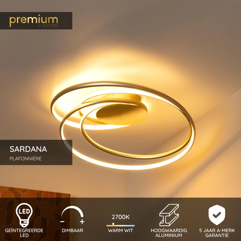 Design ceiling lamp Sardana curl gold Premium by Lucide 5411212520906