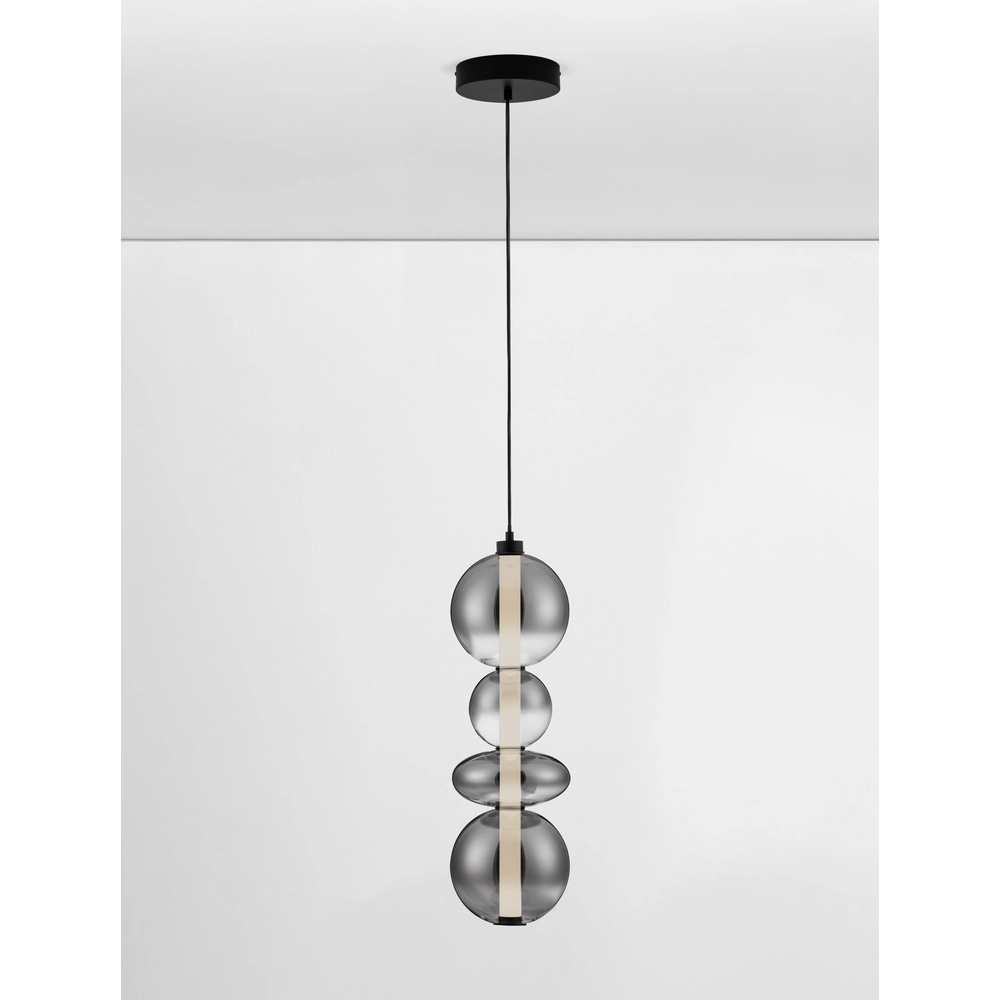 Pendant lamp Bally smoke glass 62cm Lyora 5212017449177
