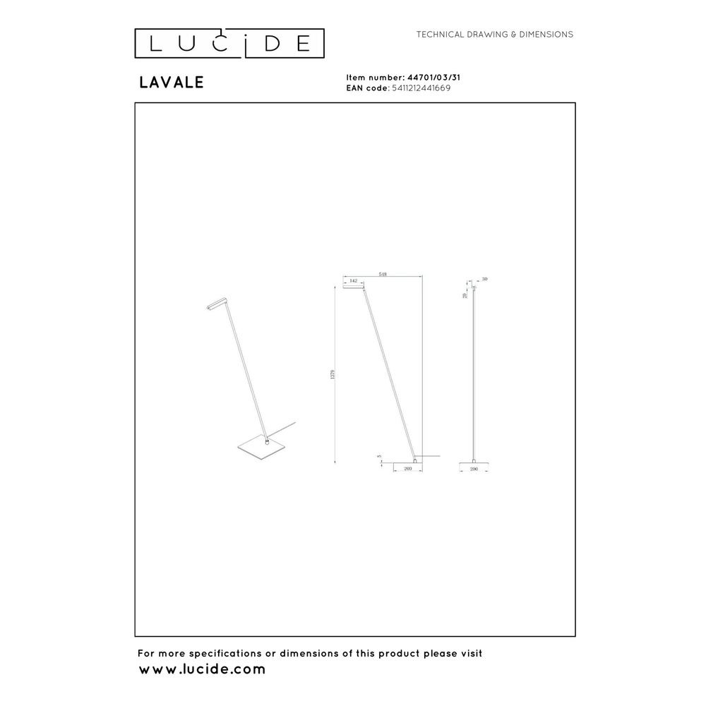 Design reading lamp Lavale white Lucide 5411212441669