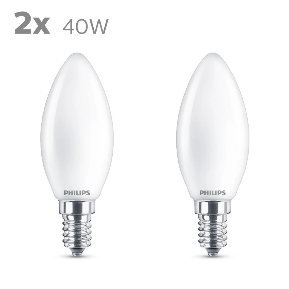Light source candle 4,3W - E14 - 2700K - 470 lumen set with 2pcs Philips 8718699777692