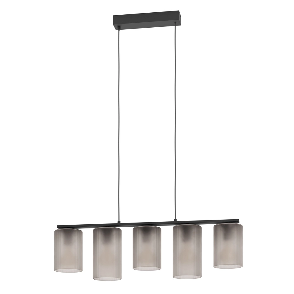 5-light pendant lamp Colomera Ø 12cm - smoke frosted glass