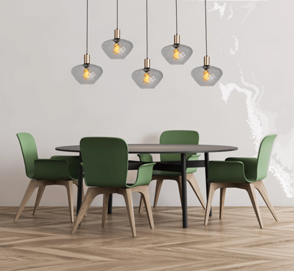 5-light hanging lamp - gold - Porto with Blossom smoke glasses Masterlight 8718121270210