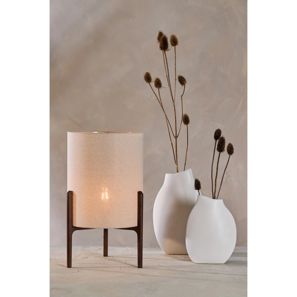 Table lamp Litto Ø 35cm - walnut with natural linen Light & Living 8717807792718