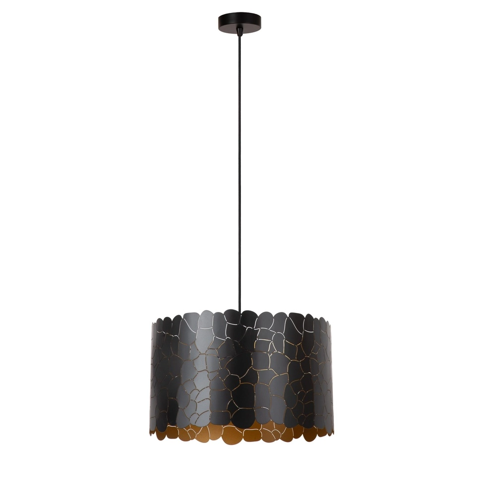 Pendant lamp Almelo black with gold inside Ø 40cm