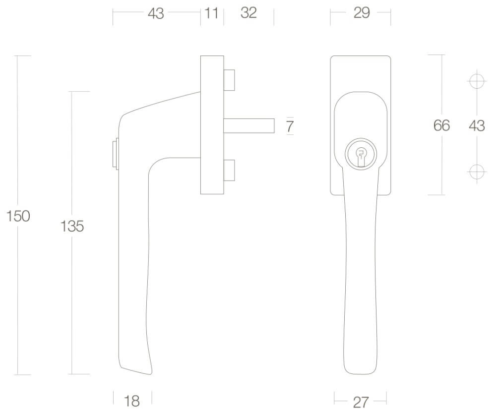Lockable window handle Ventra brass lacquered Intersteel 8714186053997