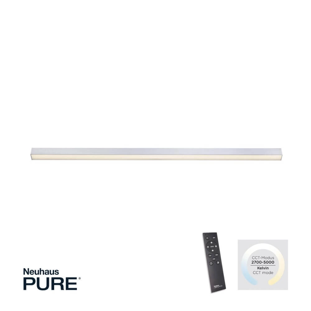 Sleek ceiling lamp Pure Lines Straight aluminum Paul Neuhaus 4012248357897