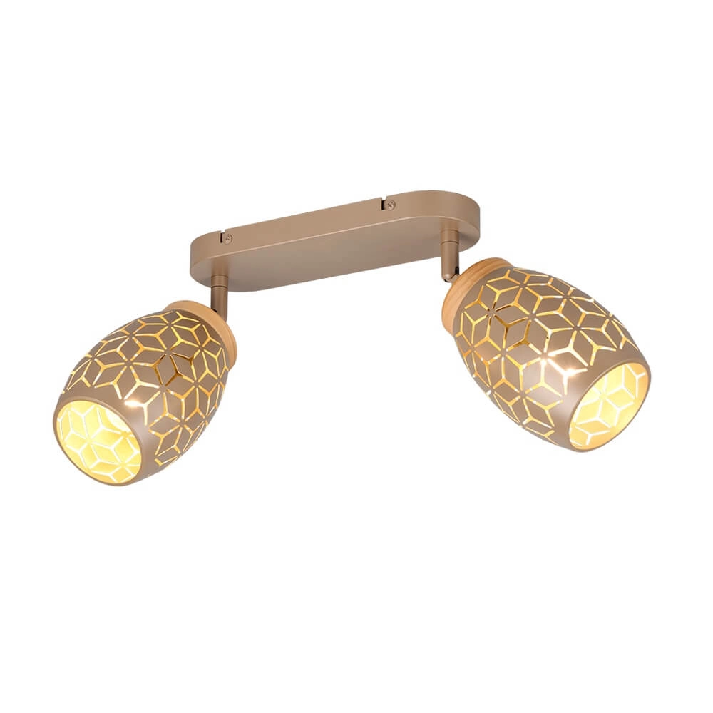 2-light surface-mounted spotlight Bidar coffee brown