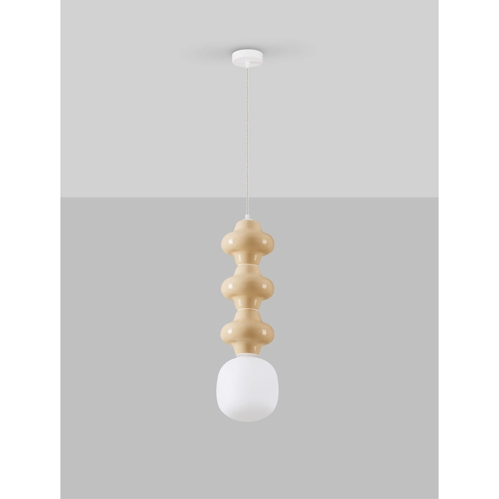 Pendant lamp Clio L yellow ceramic with white glass Lyora 5212017461353