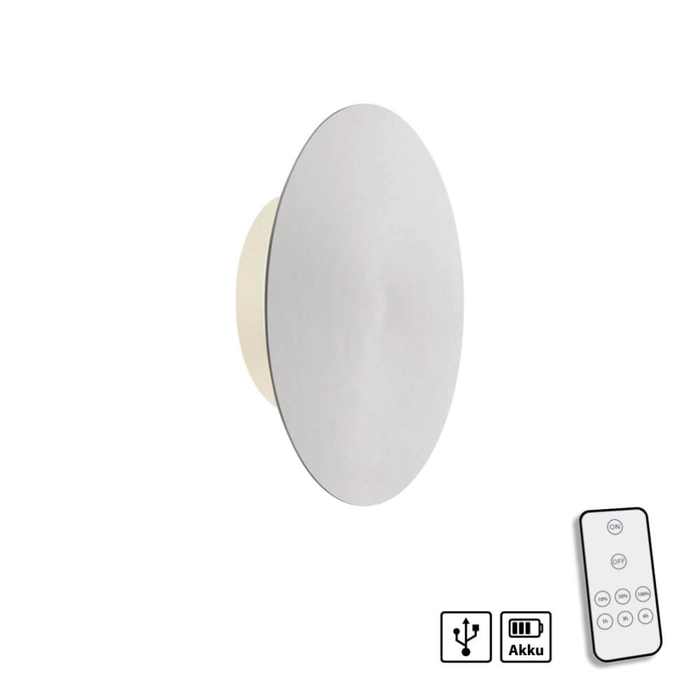 Design wall lamp Akku Puntua Ø 18cm aluminum Paul Neuhaus 4012248372500