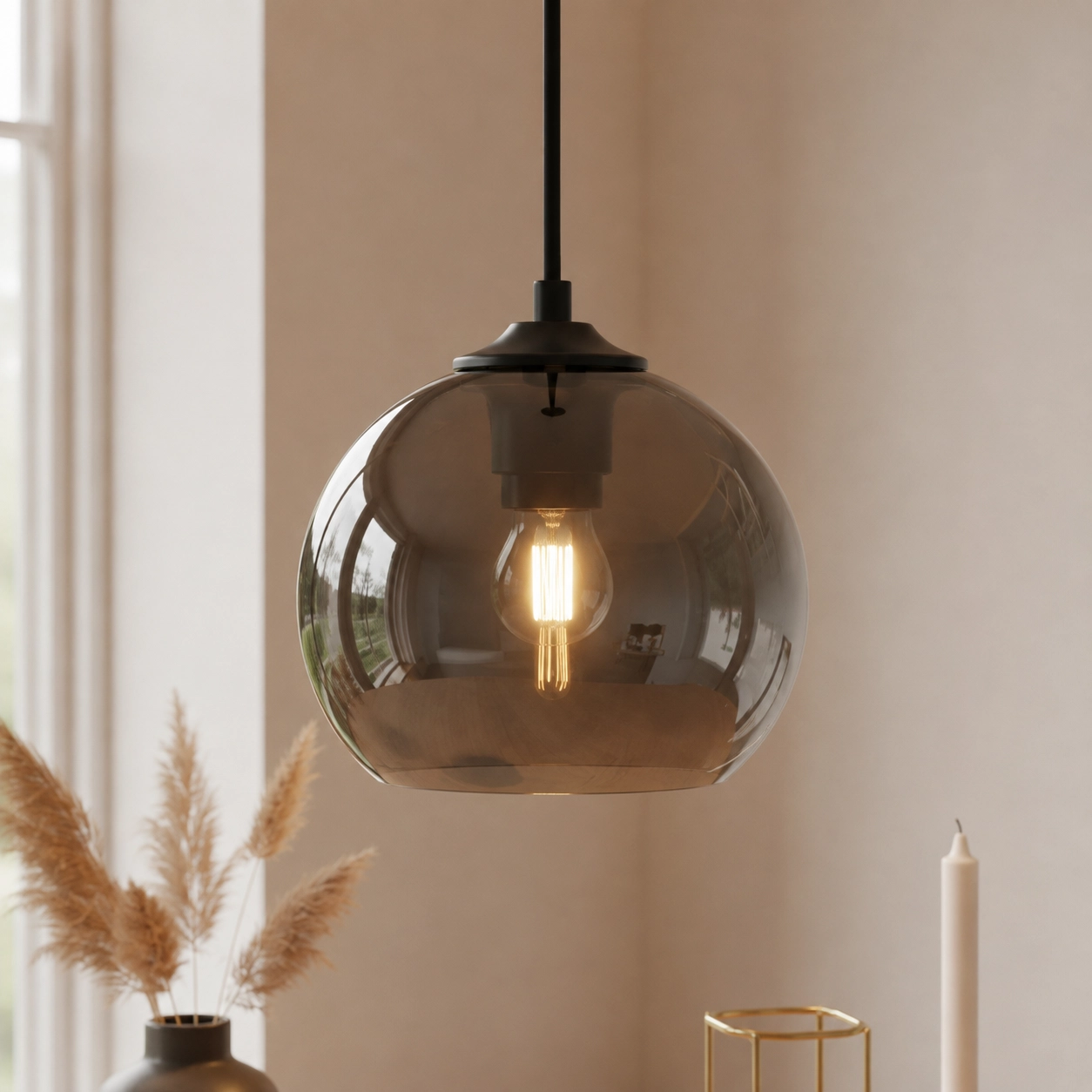 Hanging lamp Marino gray glass Ø20 cm