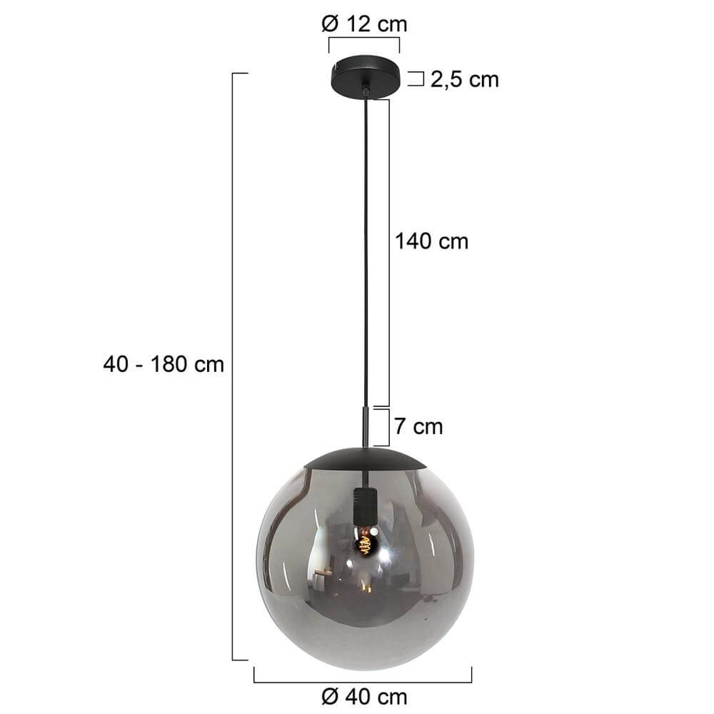 Pendant lamp Bollique black with smoke glass Steinhauer 8712746177558