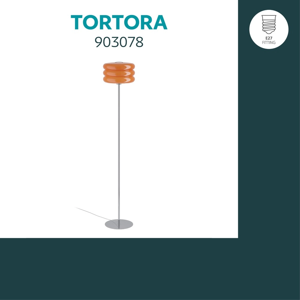 Design floor lamp Tortora chrome with orange Ø 30cm