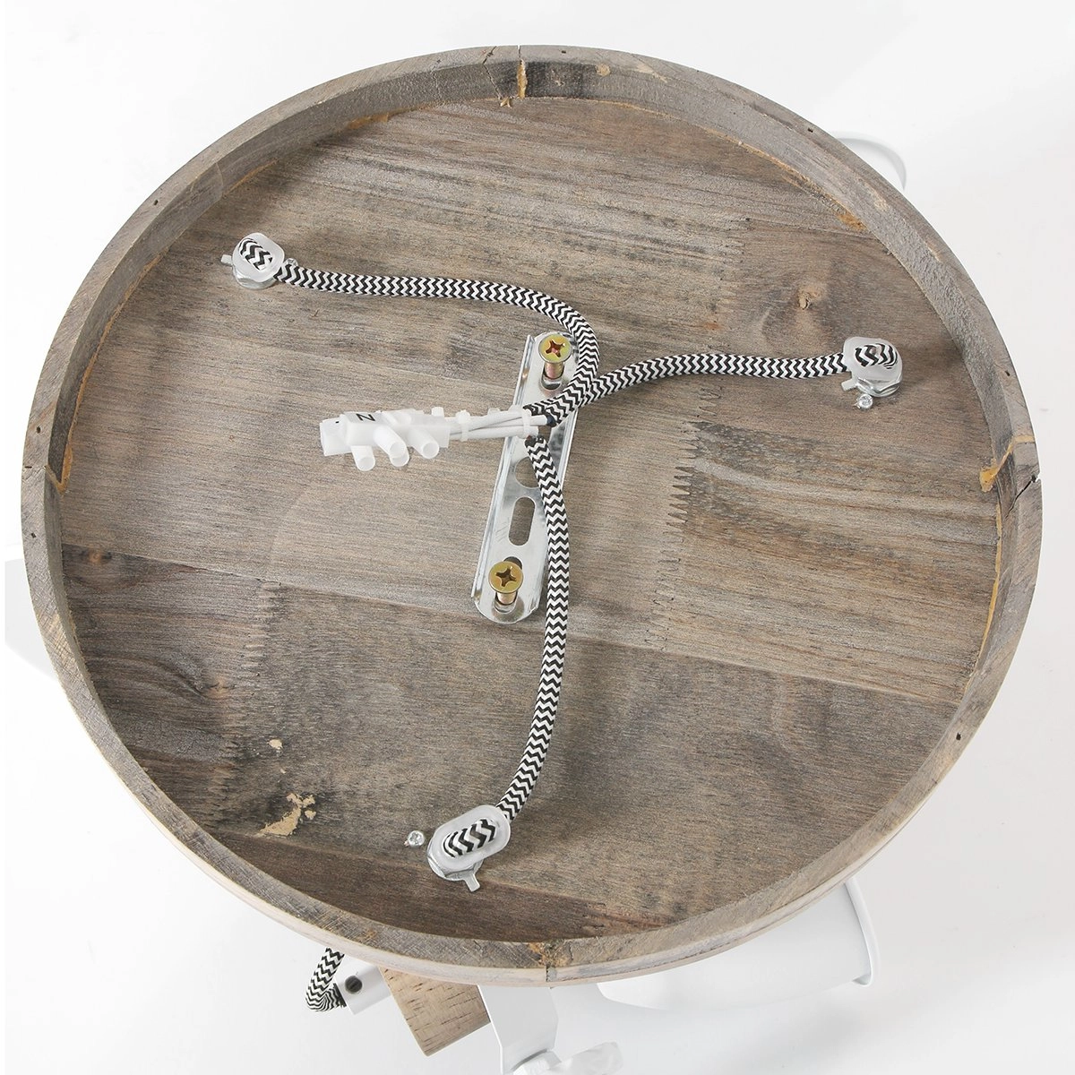 Industrial ceiling lamp Gearwood 3-light white with wood Steinhauer 8712746135428