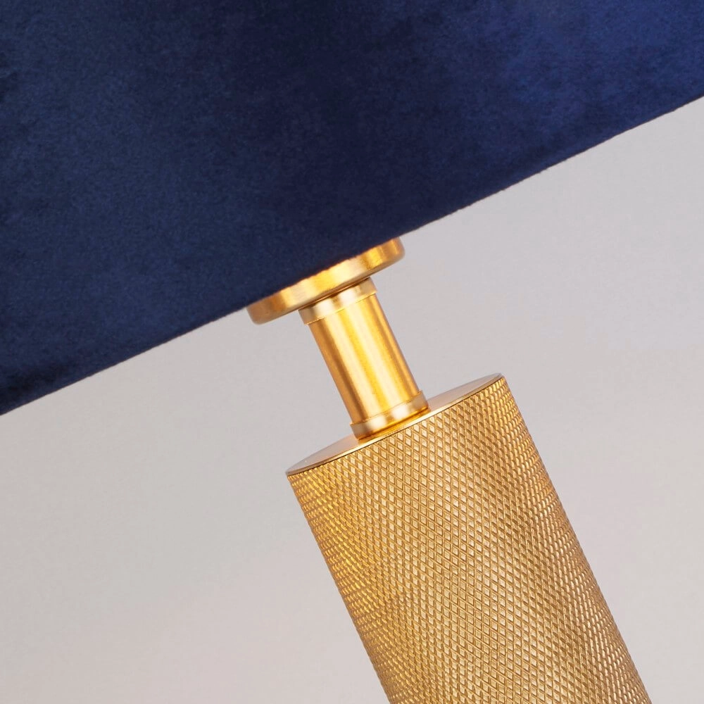 Golden table lamp London with blue hood Searchlight 5053423248295