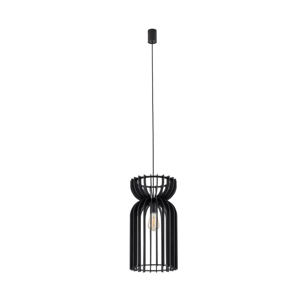 Wooden hanging lamp Kymi Ø 26cm - black Lyora 5903139105736