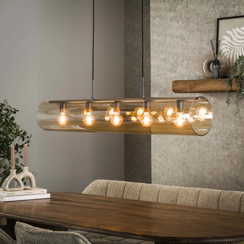 Glass pendant lamp Tube 120cm - amber glass