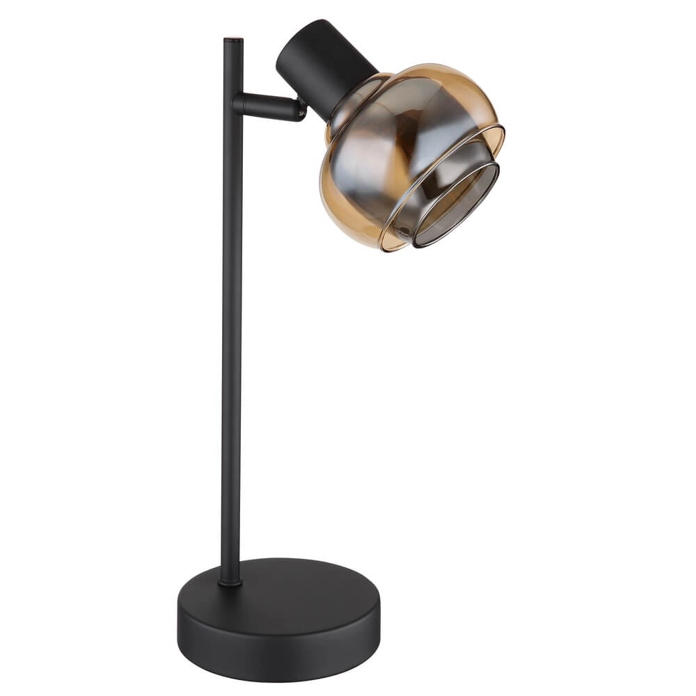 Black table lamp Tokki Single amber smoke glass Globo 9007371452033