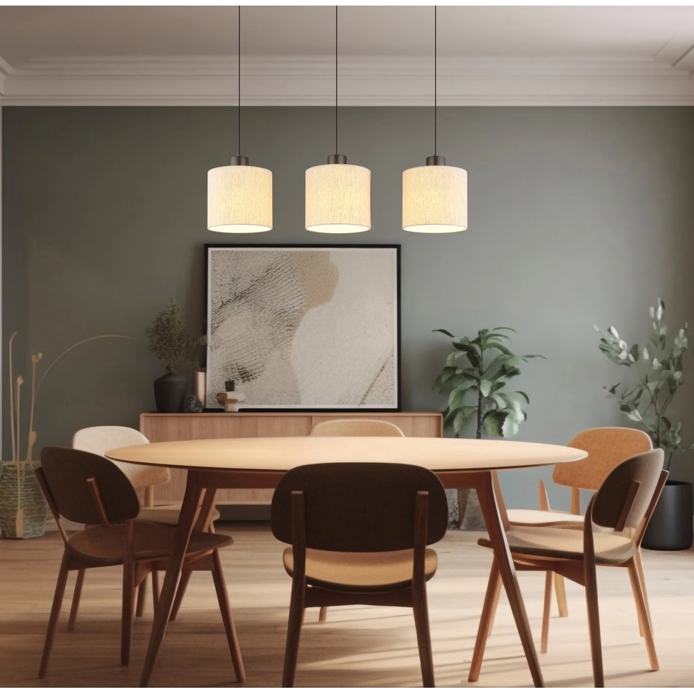 Gunmetal pendant lamp Thea 3-light straight Globo 9007371567034
