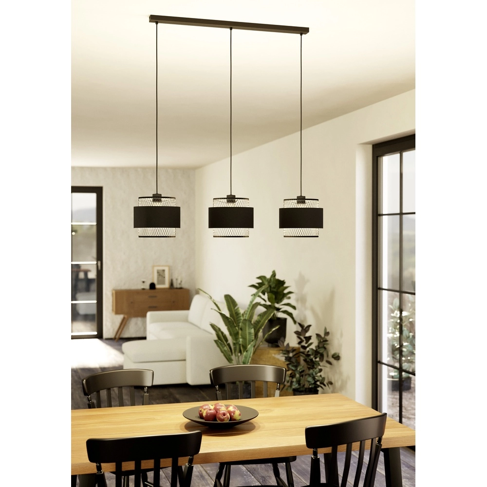 Black pendant lamp Bazely 3L - Ø 23cm Eglo 9002759436698