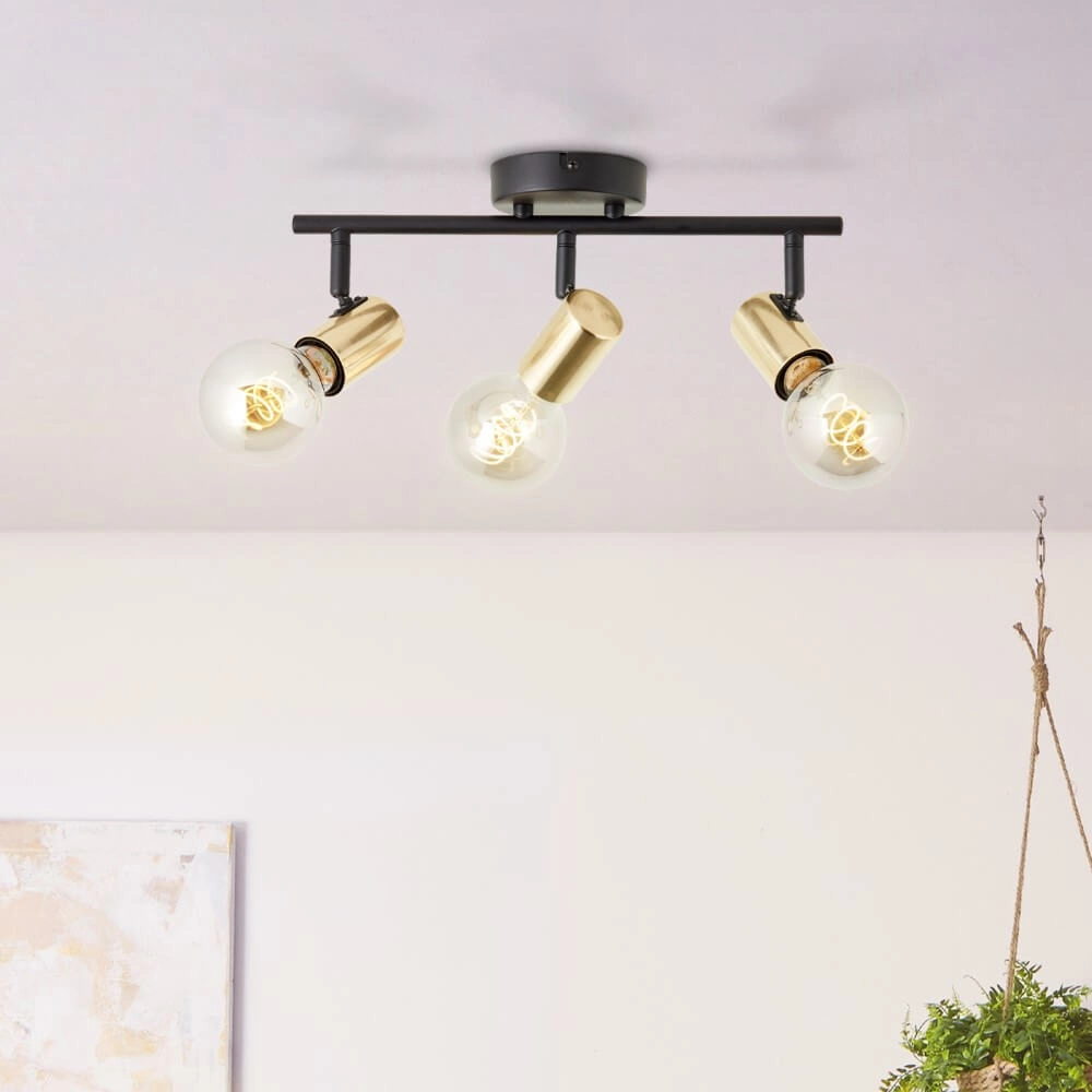 Black with gold ceiling lamp Kerry 3-light Brilliant 4004353409042