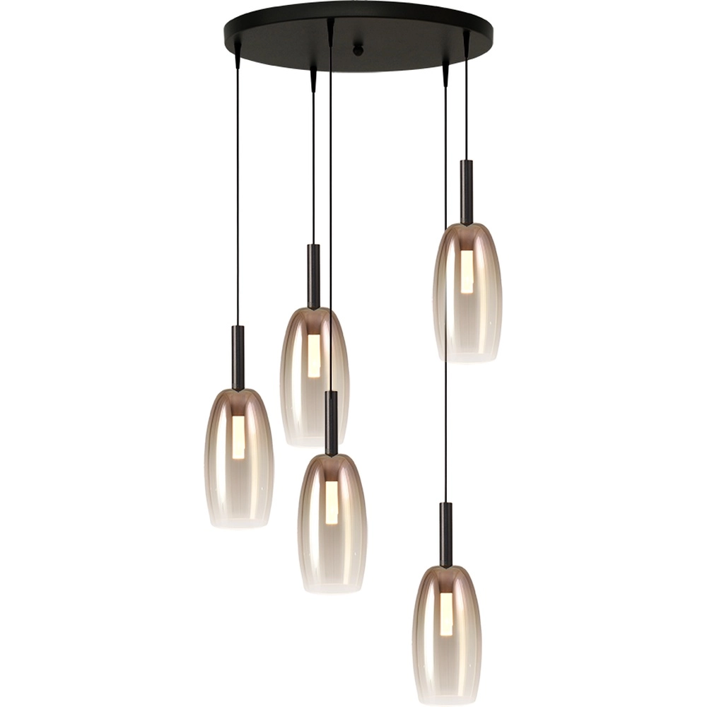 5L vide pendant lamp Lido Olive with Ø 24cm gold-fading glass