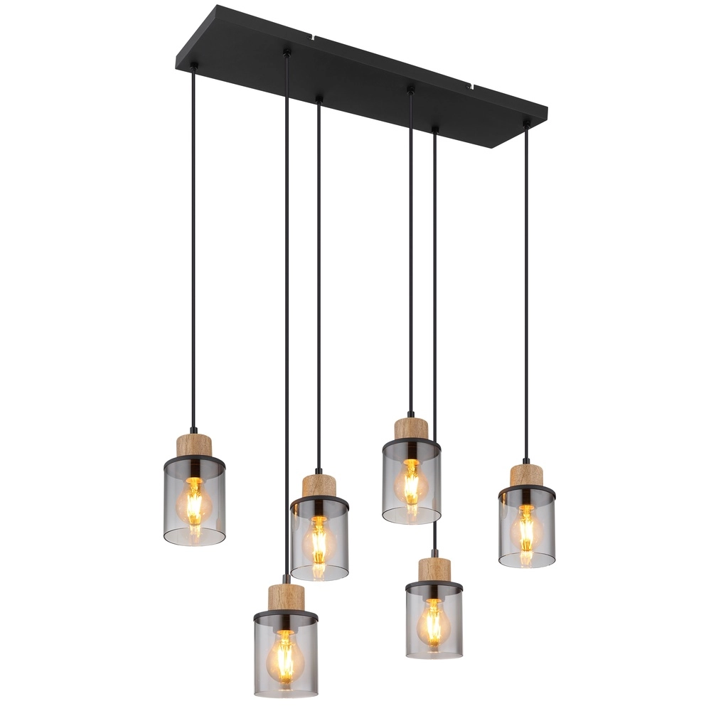6-light pendant lamp Reid Black
