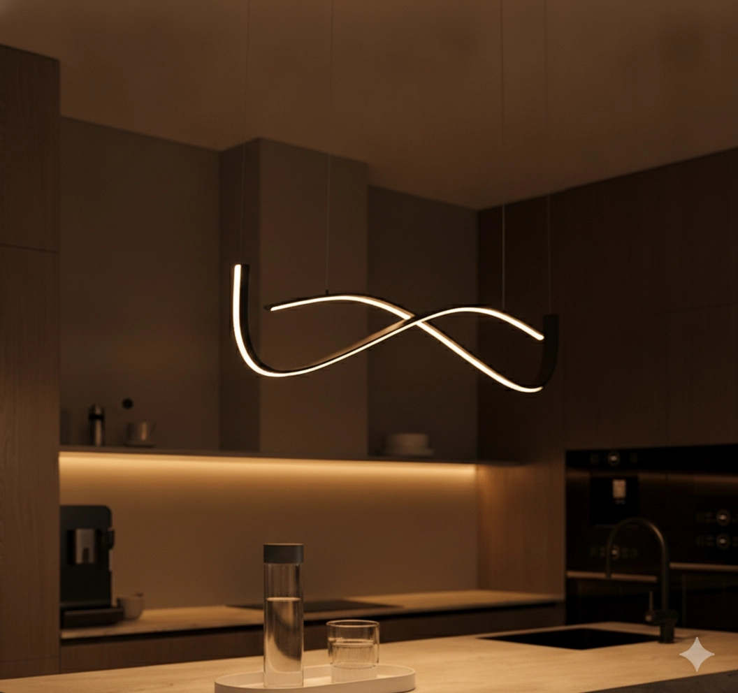 Pendant lamp Brio with curl black