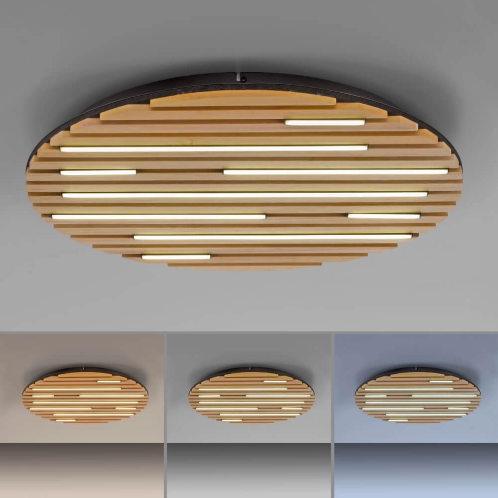 Round ceiling lamp Q-Akustik Ø 60cm wood Paul Neuhaus 4012248385364