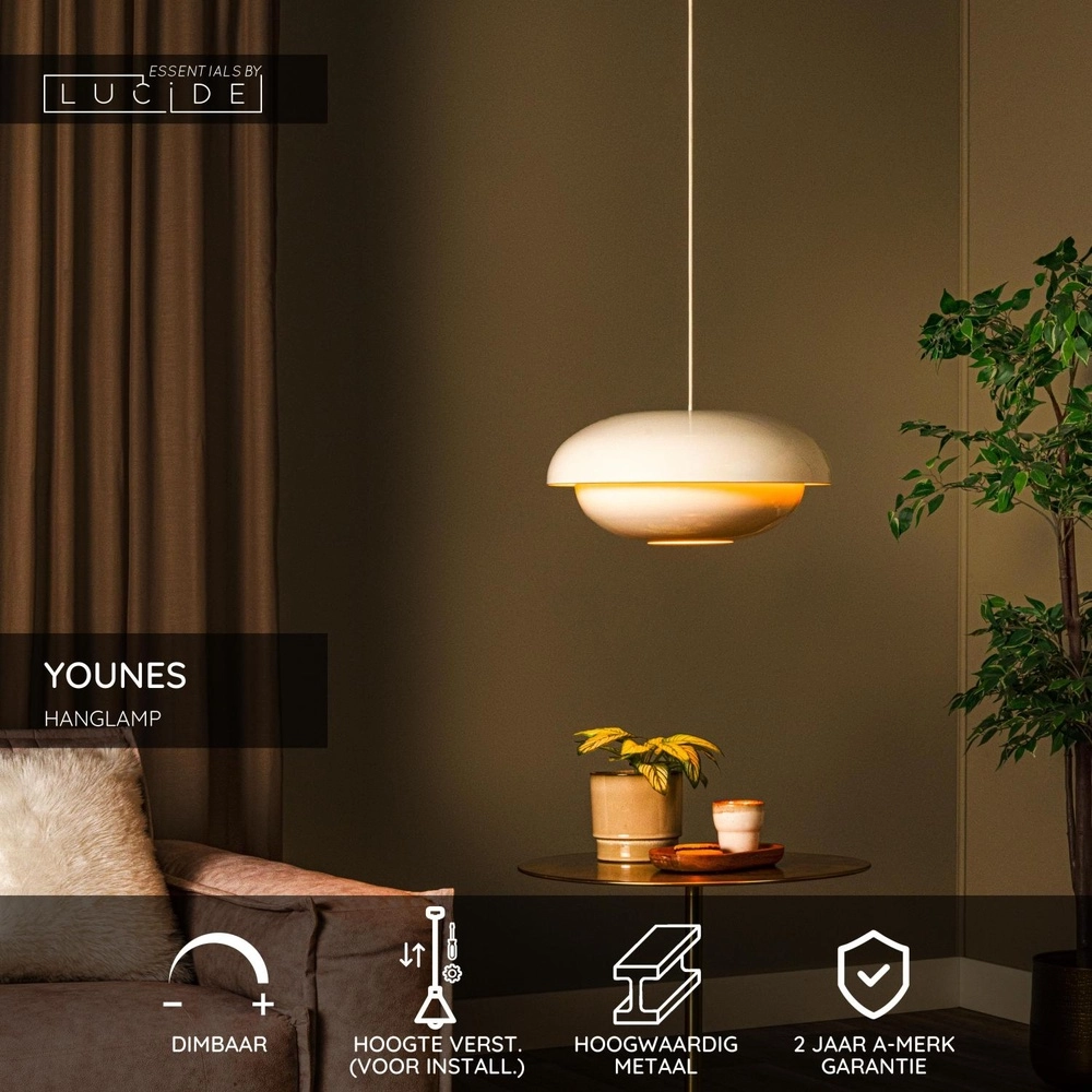 Pendant lamp Younes Ø 40cm cream Lucide 5411212650177