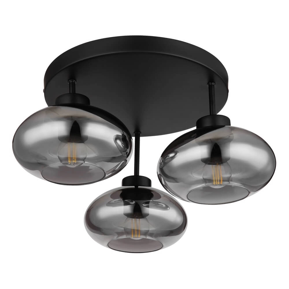 Black ceiling lamp Shaun 3-light Ø 40cm Globo 9007371439935