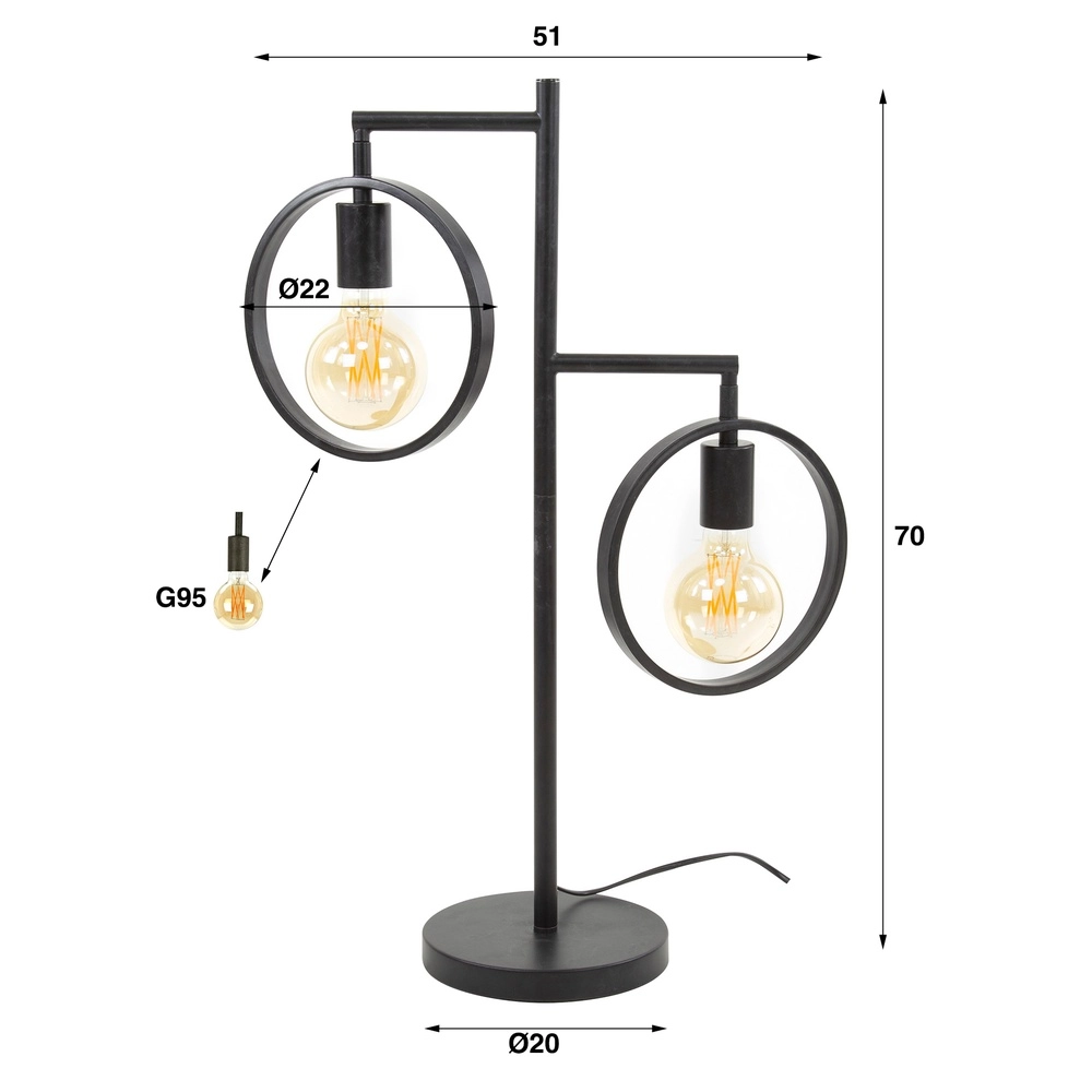 2-Ring Table Lamp Ring black - E27 Lyora 8716803511736