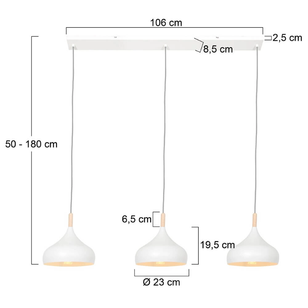 Dining room pendant lamp White Veneer Steinhauer 8712746146745