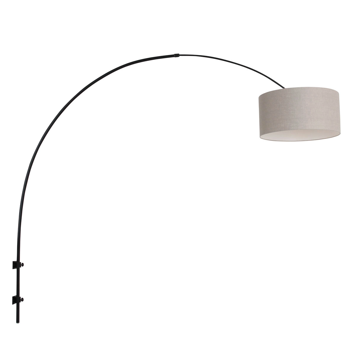 Wall Arc Lamp Sparkled black with taupe lampshade
